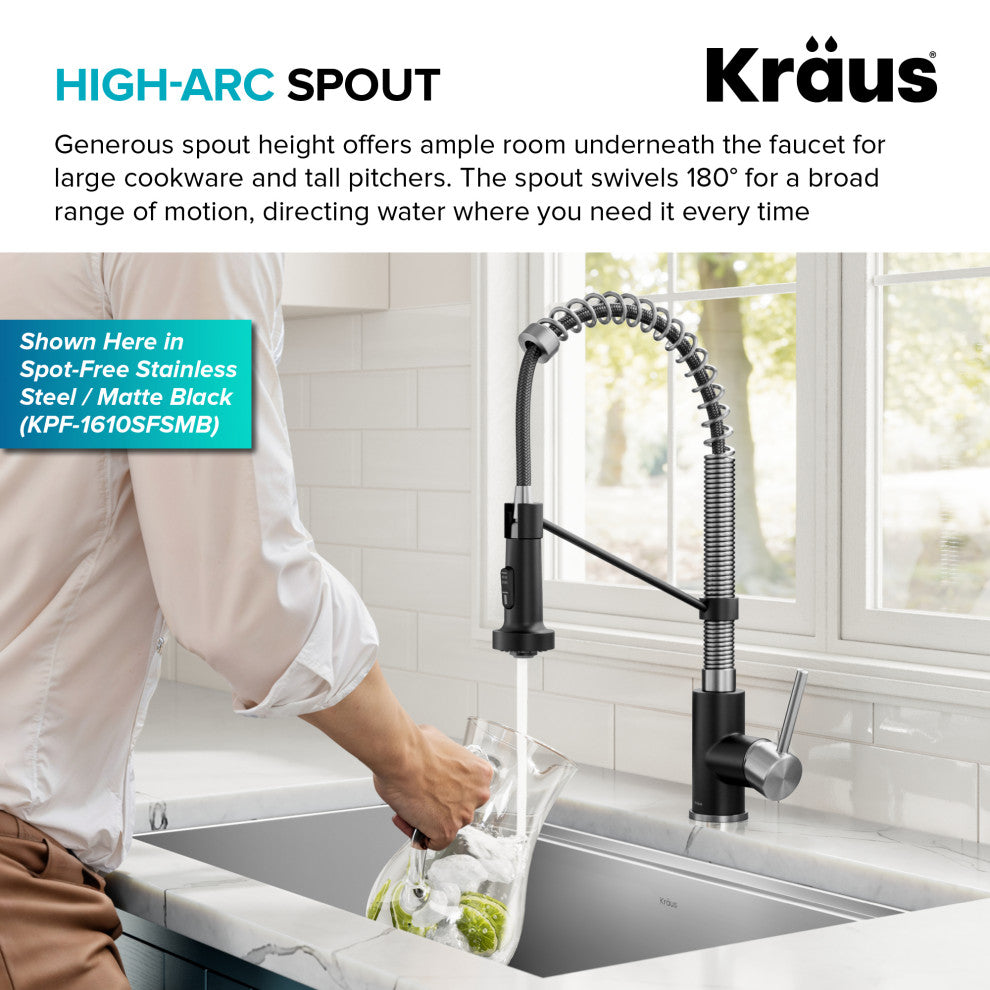 Bolden Commercial Style 2-Function Pull-Down 1-Handle 1-Hole Kitchen Faucet, Brushed Brass