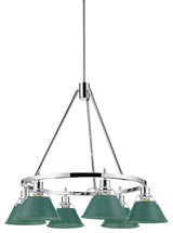 Golden Lighting 3606-6 CH Orwell 6 Light 29"W Chandelier - Chrome / Pine Green
