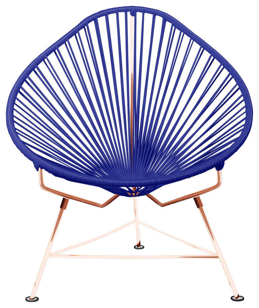 Junior Indoor/Outdoor Handmade Acapulco Chair, Deep Blue Weave, Copper Frame