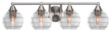 Paramount 4-Light Bath Bar, Brushed Nickel, 6" Clear Ribbed Glass