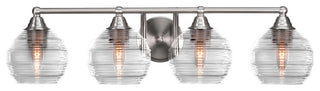 Paramount 4-Light Bath Bar, Brushed Nickel, 6" Clear Ribbed Glass