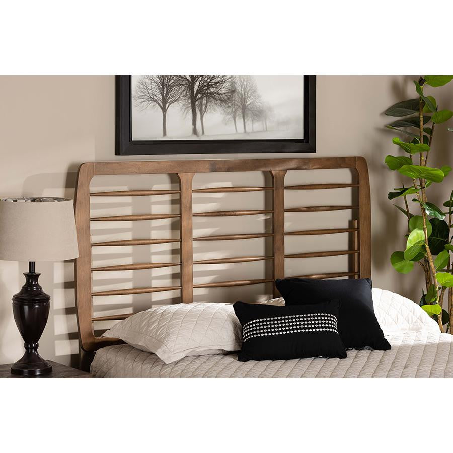 Carolyn Mid-Century Modern Ash Walnut Finished Wood Full Size Headboard