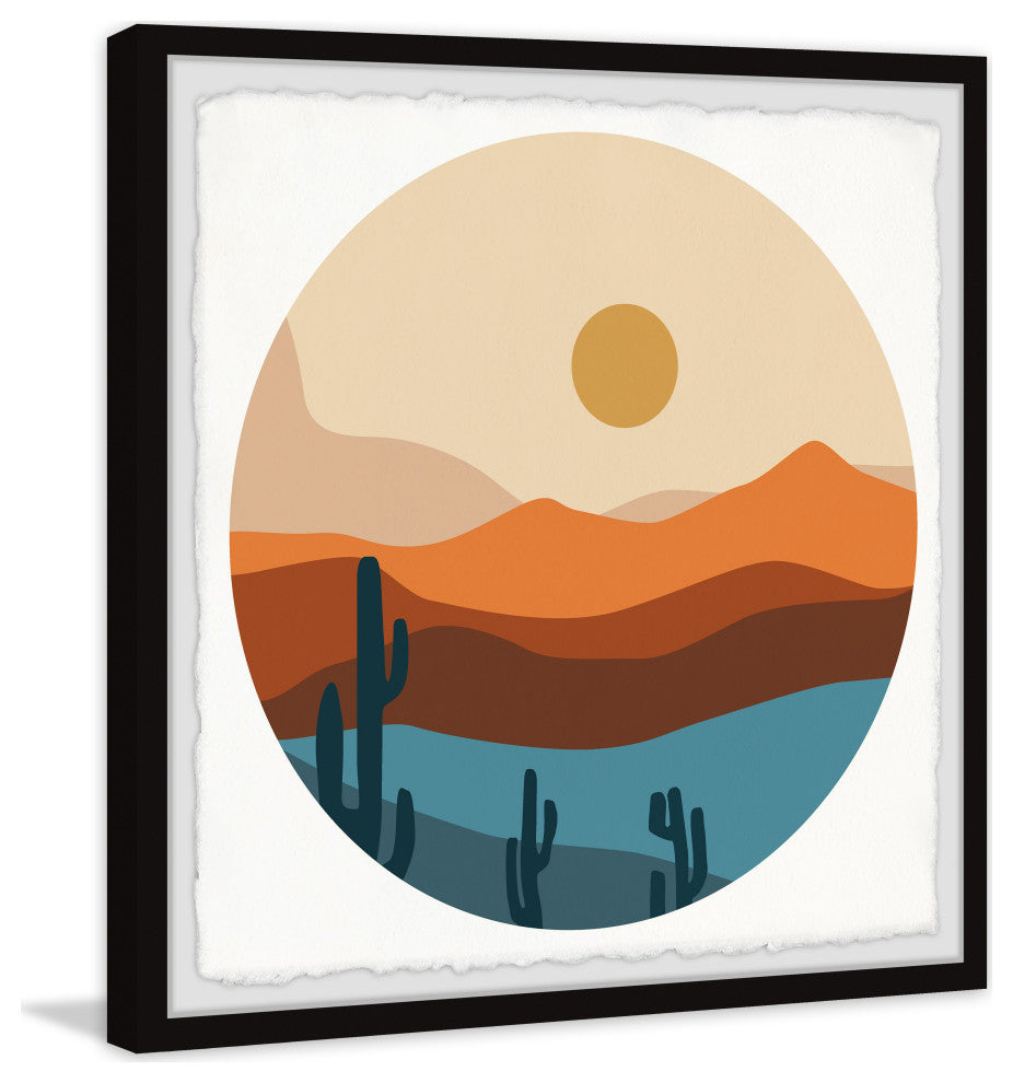 "Cactus on Cliffside" Framed Painting Print, 24x24