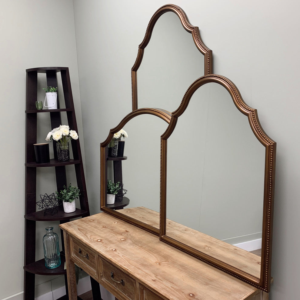 Liffey Framed Mantel Mirror, Peaks Cathedral, 38"x27", Autumn Bronze