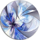 Blue Symmetrical Fractal Flower, Modern Floral Round Wall Art, 36"