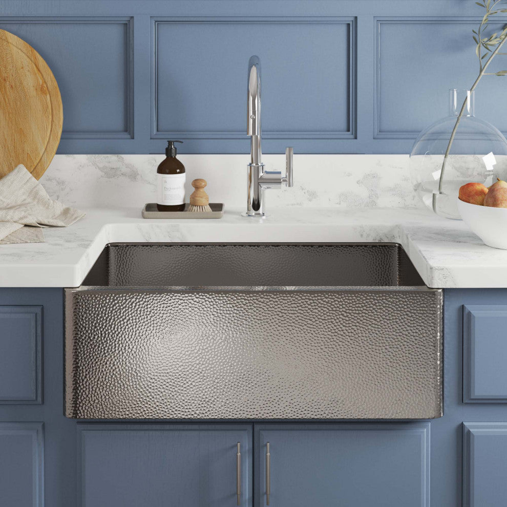 Farmhouse 30 Copper Kitchen Sink, Polished Nickel
