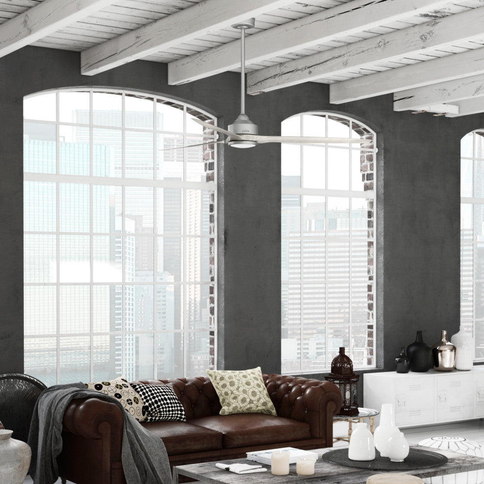 Hunter 72" Park View Matte Silver Damp Ceiling Fan With LED Light Kit and Remote