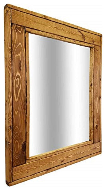 Herringbone Stained Vanity Mirror, Early American, 30"x36", Vertical