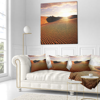 Sahara Desert At Sunset Landscape Printed Throw Pillow, 18"x18"