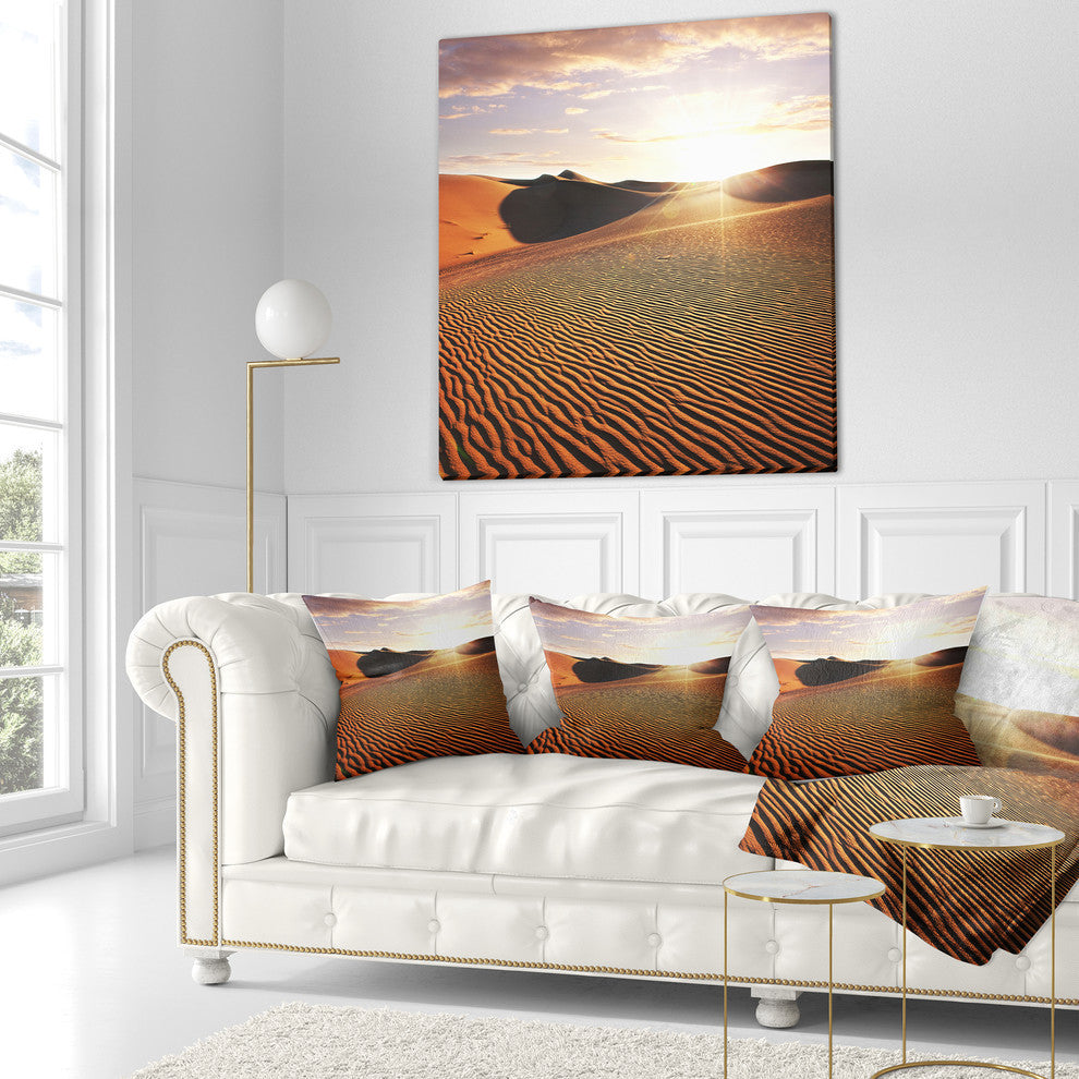 Sahara Desert At Sunset Landscape Printed Throw Pillow, 18"x18"
