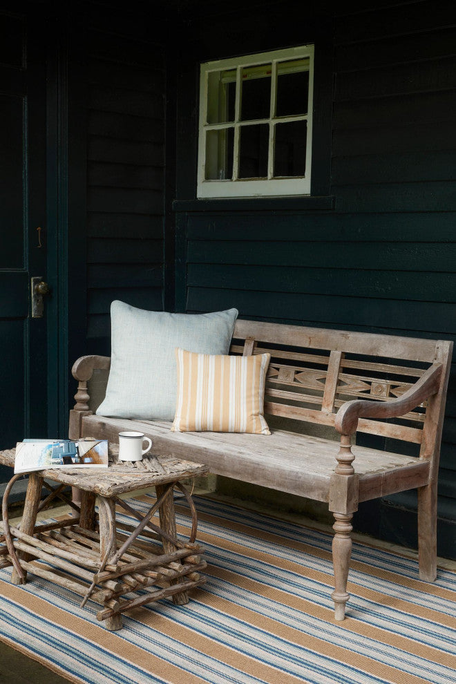 Dash & Albert Blue Heron Stripe Handwoven Indoor/Outdoor Rug, Blue, 2'6" x 20'