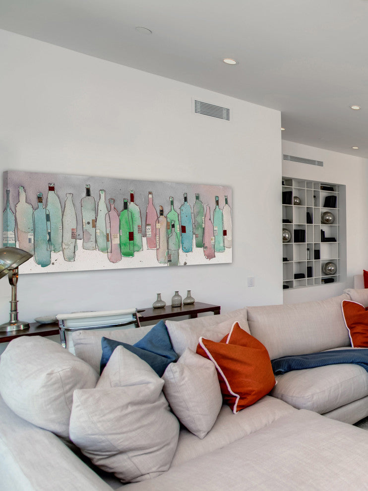 "Wine Party III" Painting Print on Wrapped Canvas, 45x15