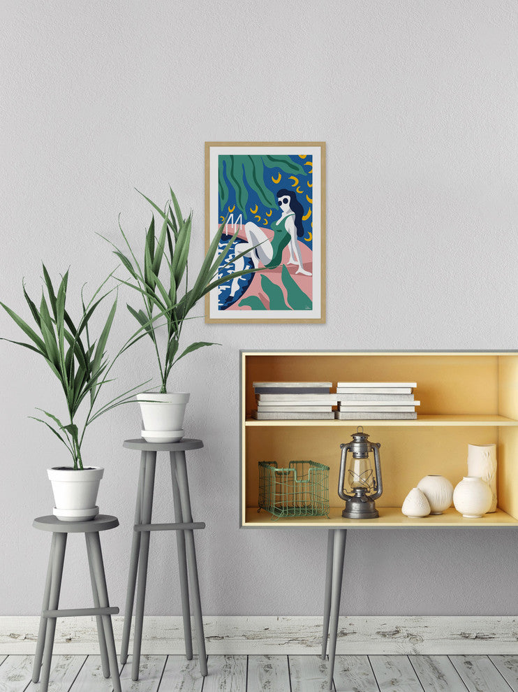 "Are You a Beach Girl or a Pool Girl?" Framed Painting Print, 16"x24"