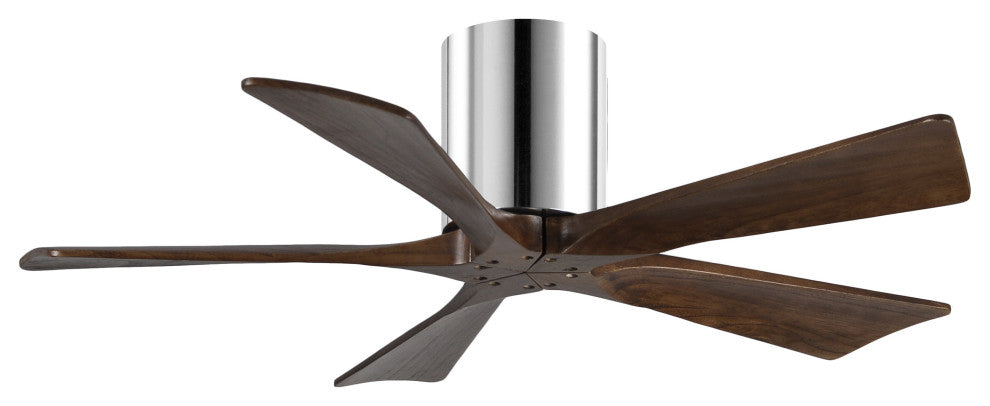 Irene-5 42" Hugger Ceiling Fan, Polished Chrome With Walnut Blades