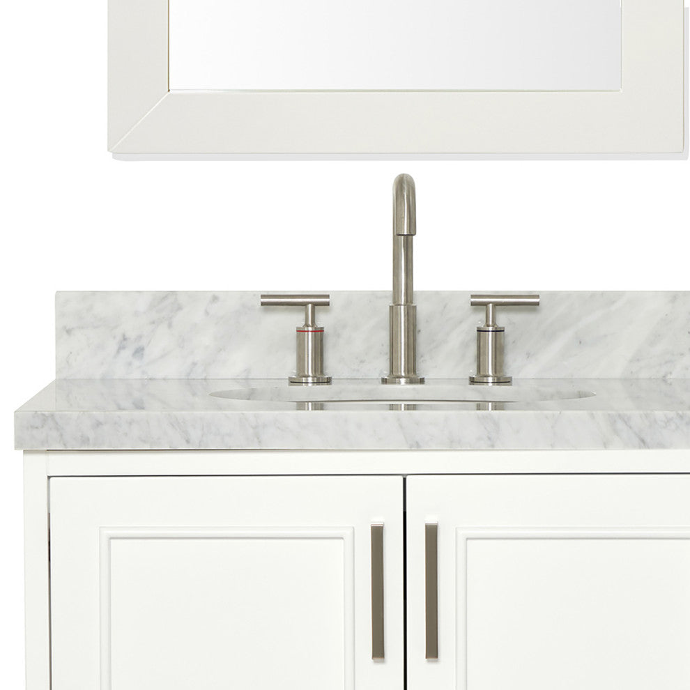 Ariel Stafford 85" Rectangle Sinks Bath Vanity Carrara Marble Espresso