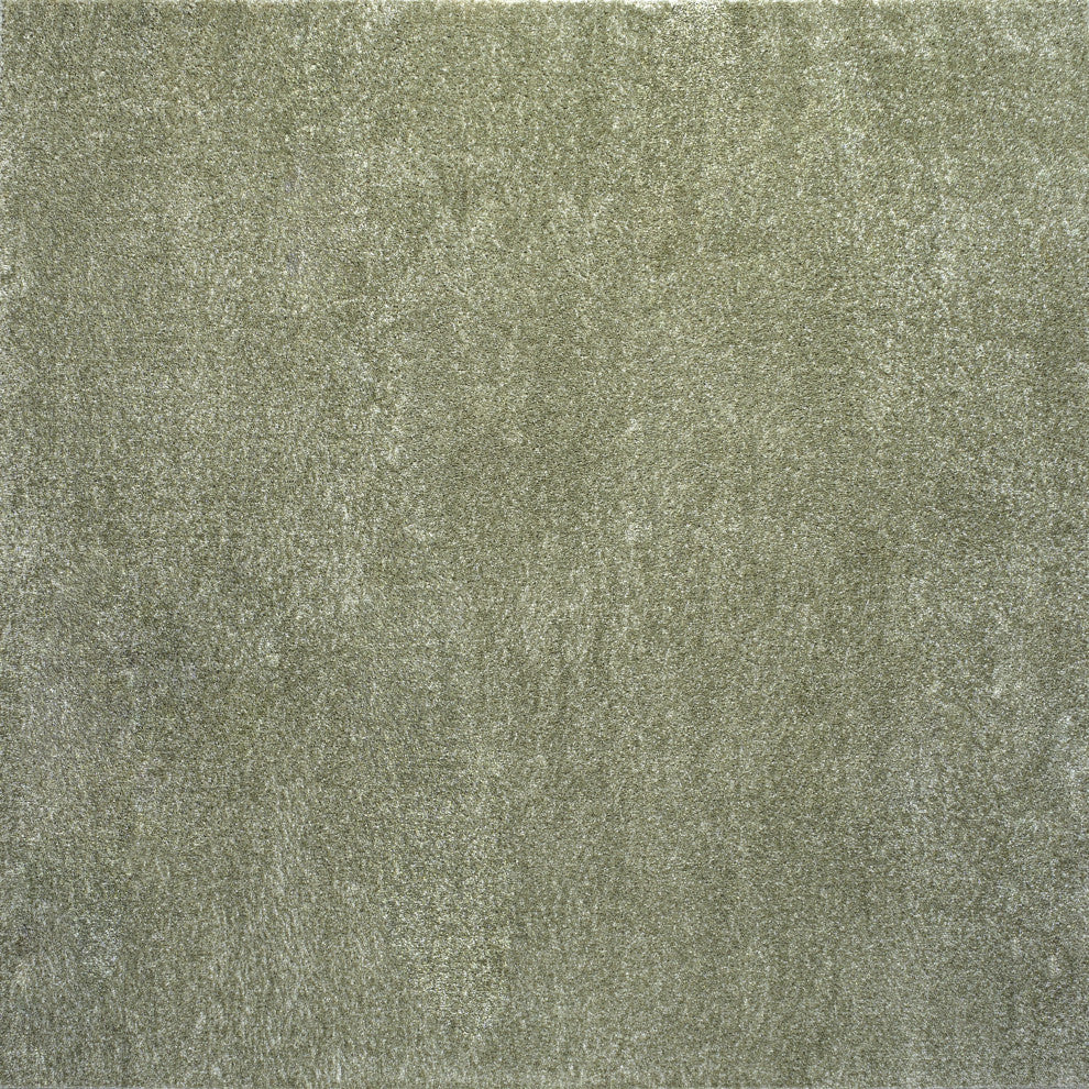 Haze Solid Low-Pile Runner Rug, Green, 5' Square