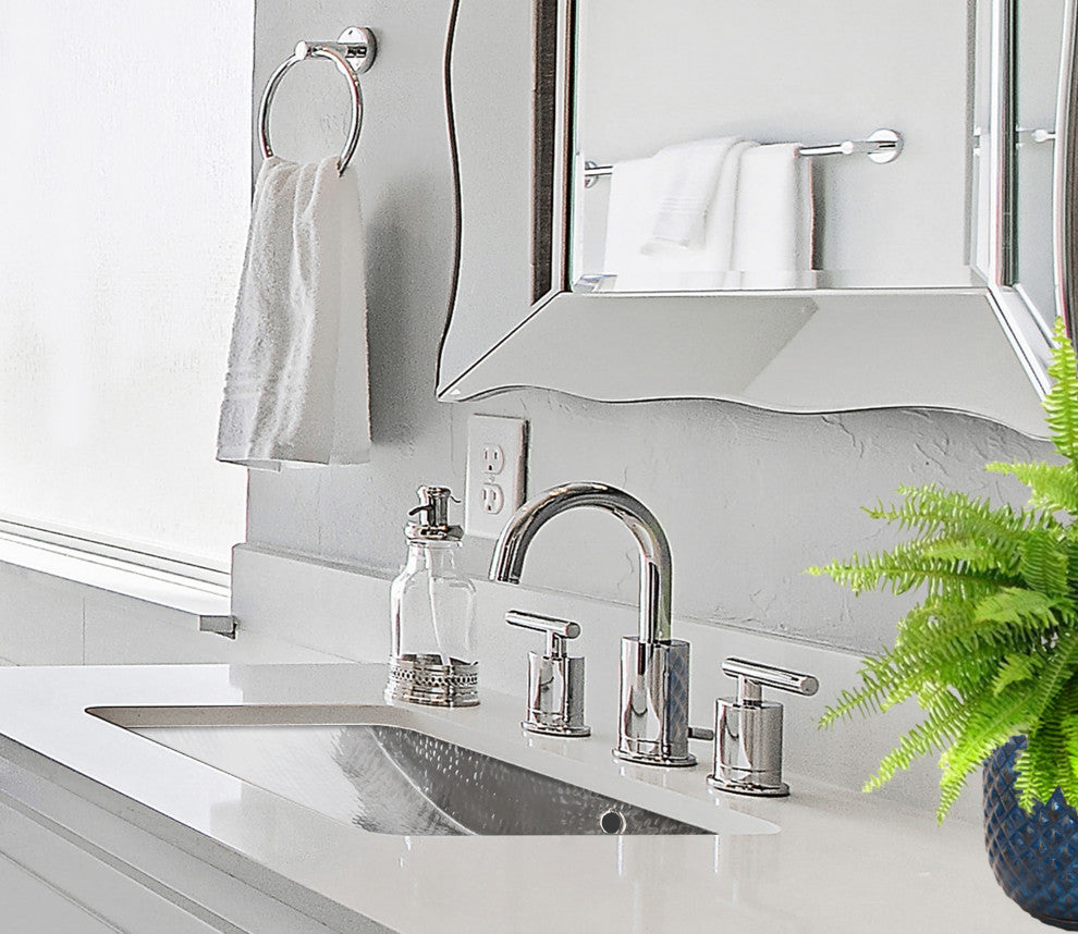 Nantucket Sinks Hammered Stainless SteelUndermount Bathroom Sink with Overflow