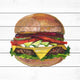 "Ultimate Burger" Painting Print on White Wood, 24"x24"