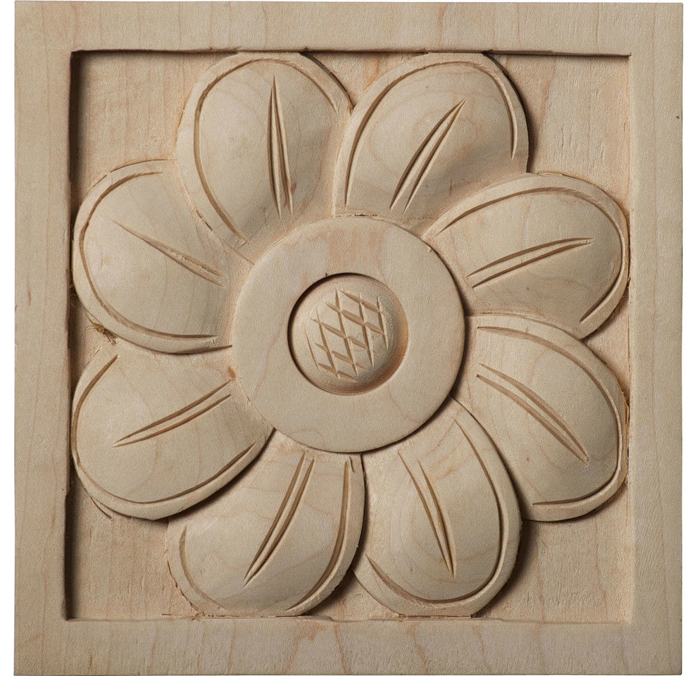 5"W x 5"H x 1"D Large Sunflower Rosette, Alder