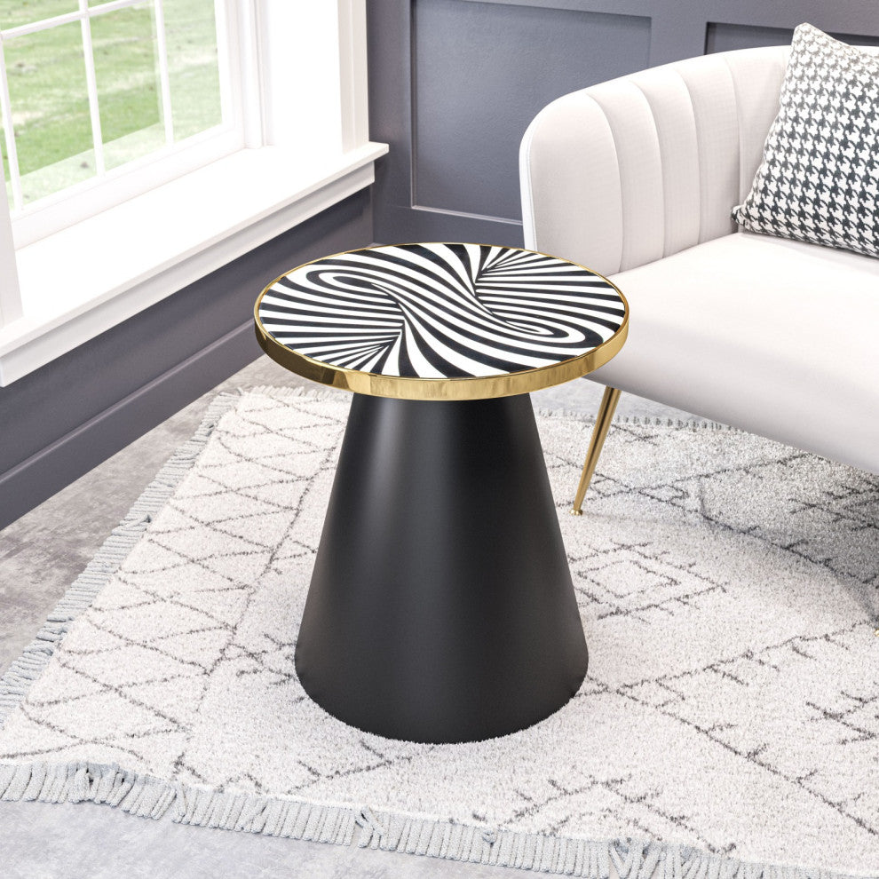 Sofa Side Table, Round, Metal Iron, Stainless, Black, Gold, Lounge Hospitality