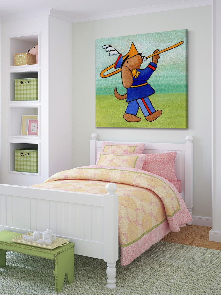 Marmont Hill, "Give a Dog a Trombone" by Janet Nelson on Wrapped Canvas, 18x18
