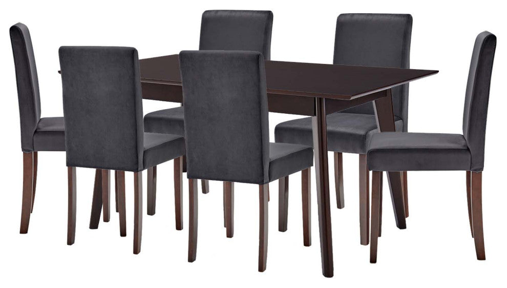 Side Chair and Table Set, Velvet, Drak Brown Gray, Cafe Bistro Restaurant