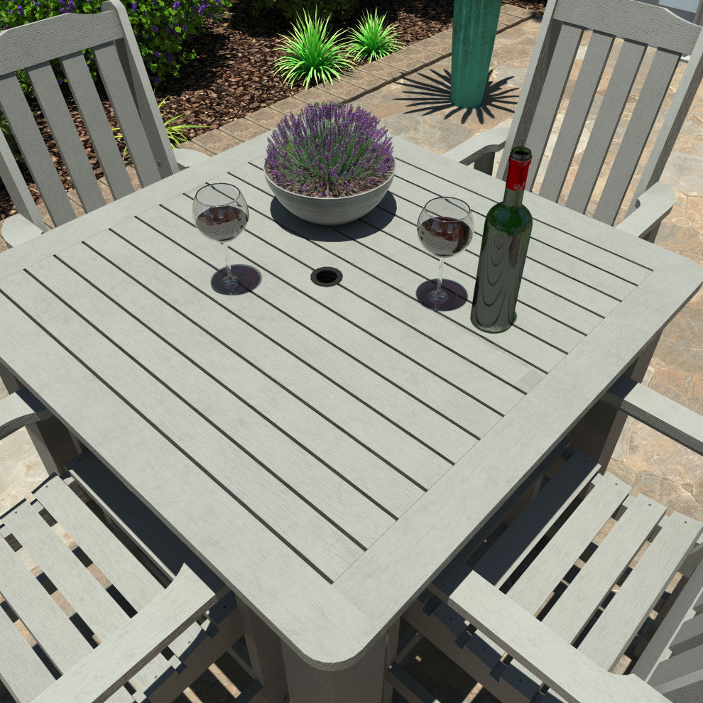 Springville 5-Piece Square Counter Dining Set, Weathered Acorn, Coastal Teak