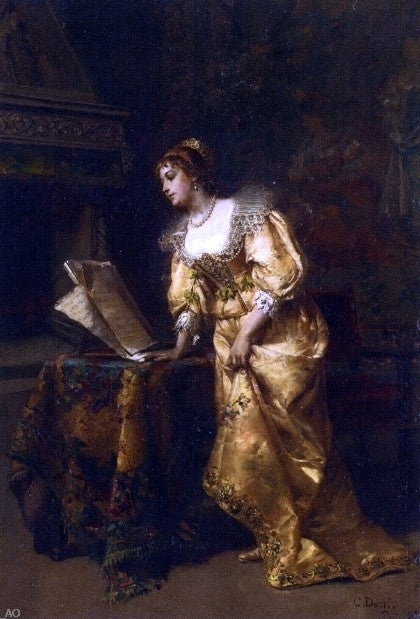 Cesare Augusto Detti An Elegant Lady Reading Music Wall Decal