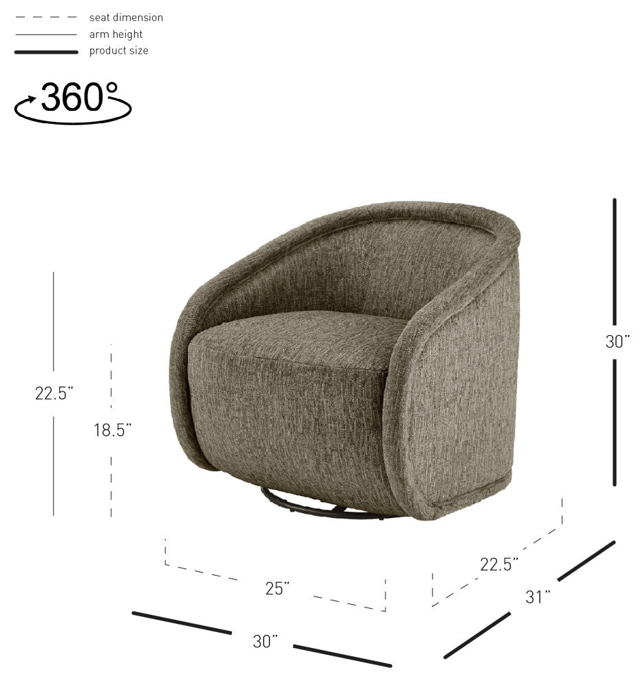 Margareth Fabric Swivel Accent Arm Chair, Pasadena Taupe