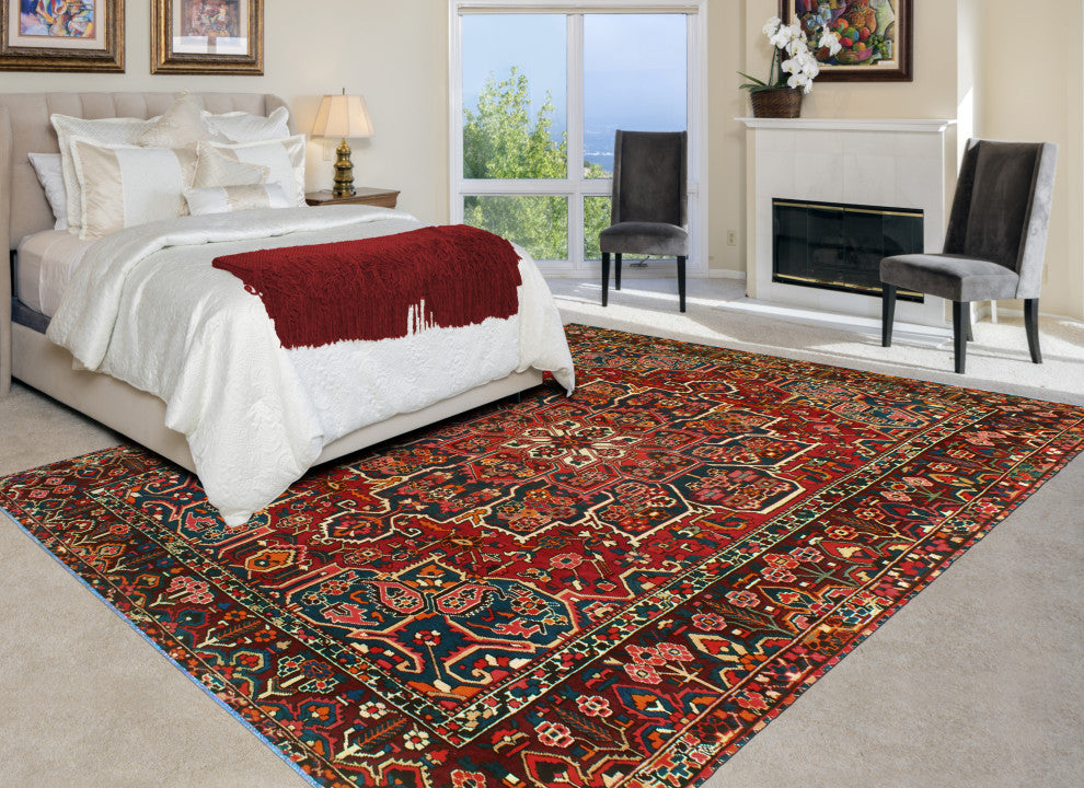 Fine Vintage Bakhtiari Nikolas Red/Eggplant Rug, 8'11 x 11'7