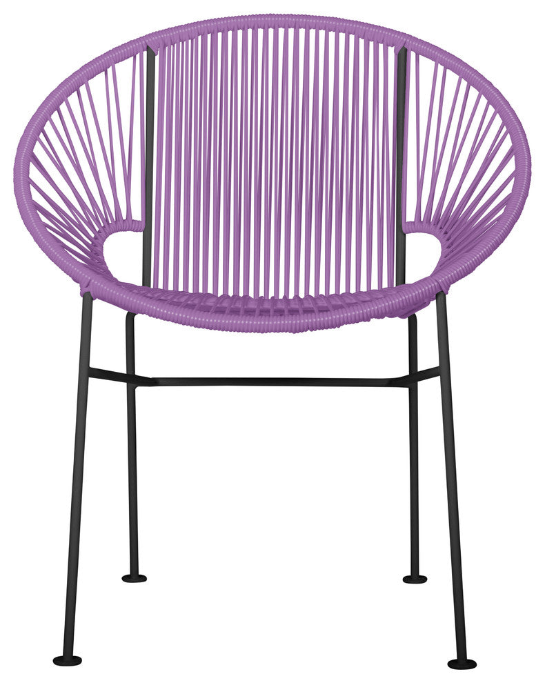 Concha Indoor/Outdoor Handmade Dining Chair, Orchid Weave, Black Frame