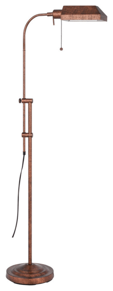 57" Rusted Adjustable Traditional Shaped Floor Lamp With Rust Square Shade