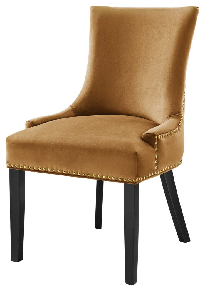 Dining Chair, Nailhead, Set of 2, Brown, Velvet, Modern, Bistro Hospitality