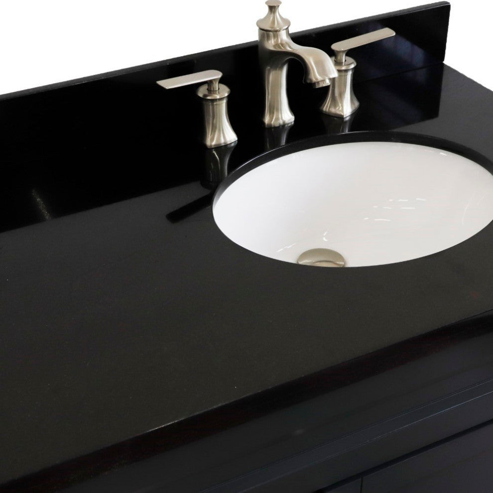 37" Single Sink Vanity, Dark Gray Finish With Black Galaxy Granite