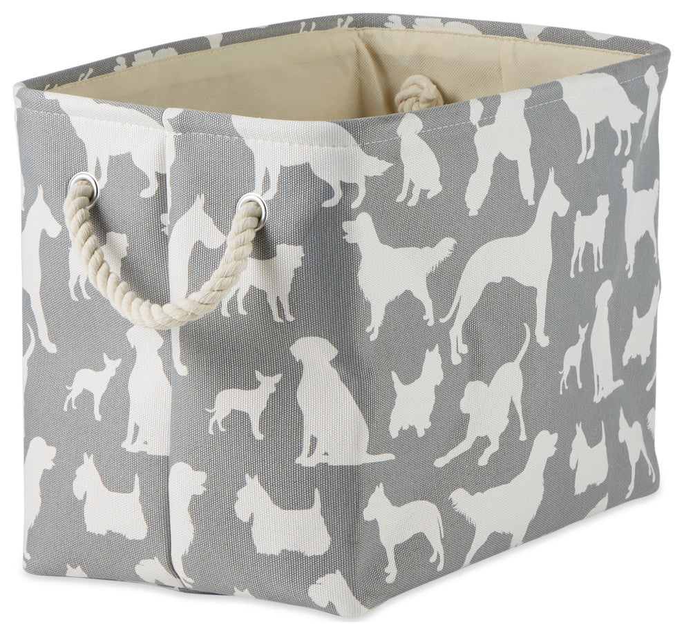 Polyester Pet Bin Dog Show Gray Rectangle Small 14x8x9