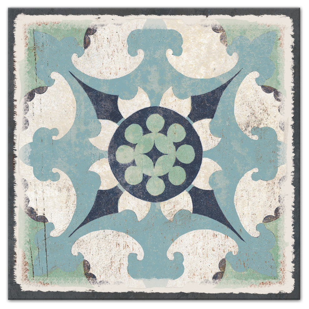 Blue Moroccan Tile 24x24 Canvas Wall Art