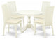 5 Pc Dining Set, Linen White Small Table, 4 Linen White Chairs For, Linen White