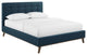 McKenzie Queen Biscuit Tufted Upholstered Fabric Platform Bed Blue