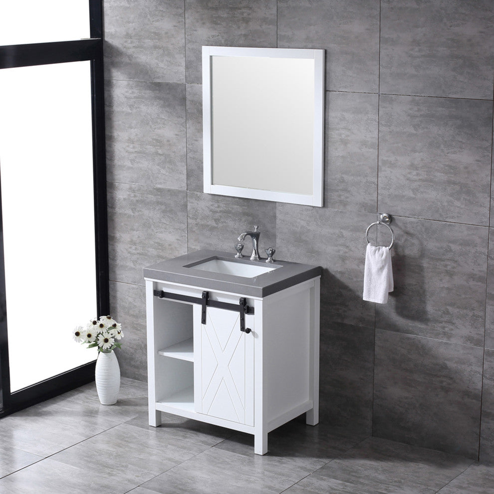 Marsyas Transitional White 30" Single Sink Vanity Set