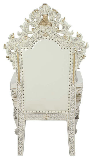 Acme Adara Arm Chair Set of 2 White PU and Antique White Finish