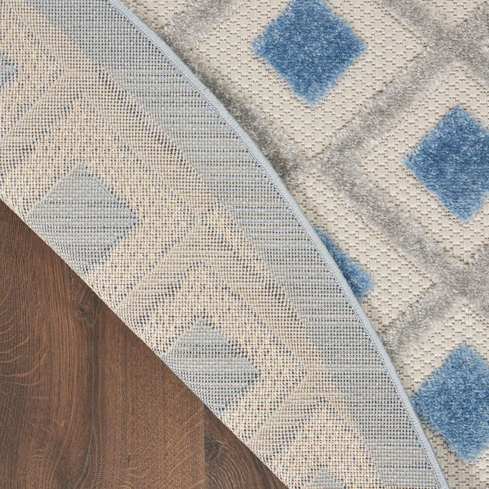 Nourison Aloha 7'10" Round Blue/Grey Modern Area Rug