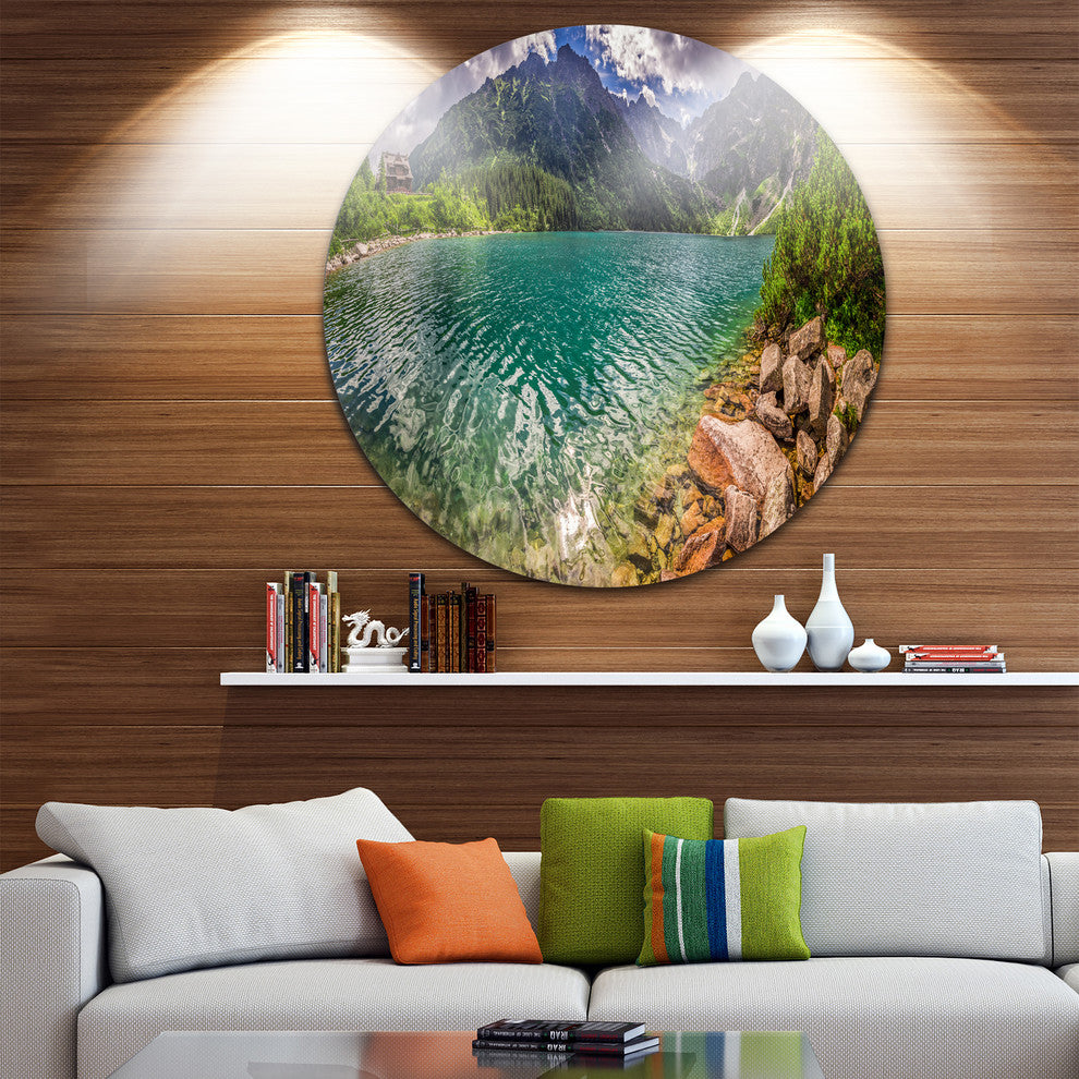 Lake In Tatra Mountains Poland, Seashore Disc Metal Artwork, 23"