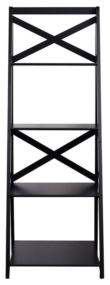 Costway 4-Tier Ladder Shelf Bookshelf Bookcase Storage Display Leaning Home