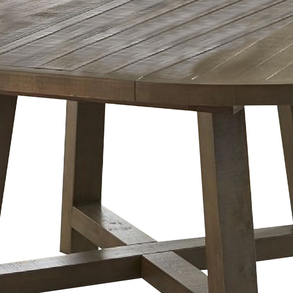 Benzara BM274126 Wood Planked Dining Table, Extension Leaf, Rustic Taupe Gray