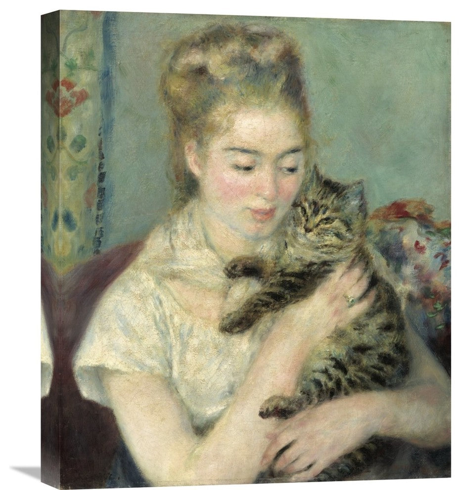 "Woman with a Cat" Stretched Canvas Giclee by Pierre-Auguste Renoir, 18"x22"