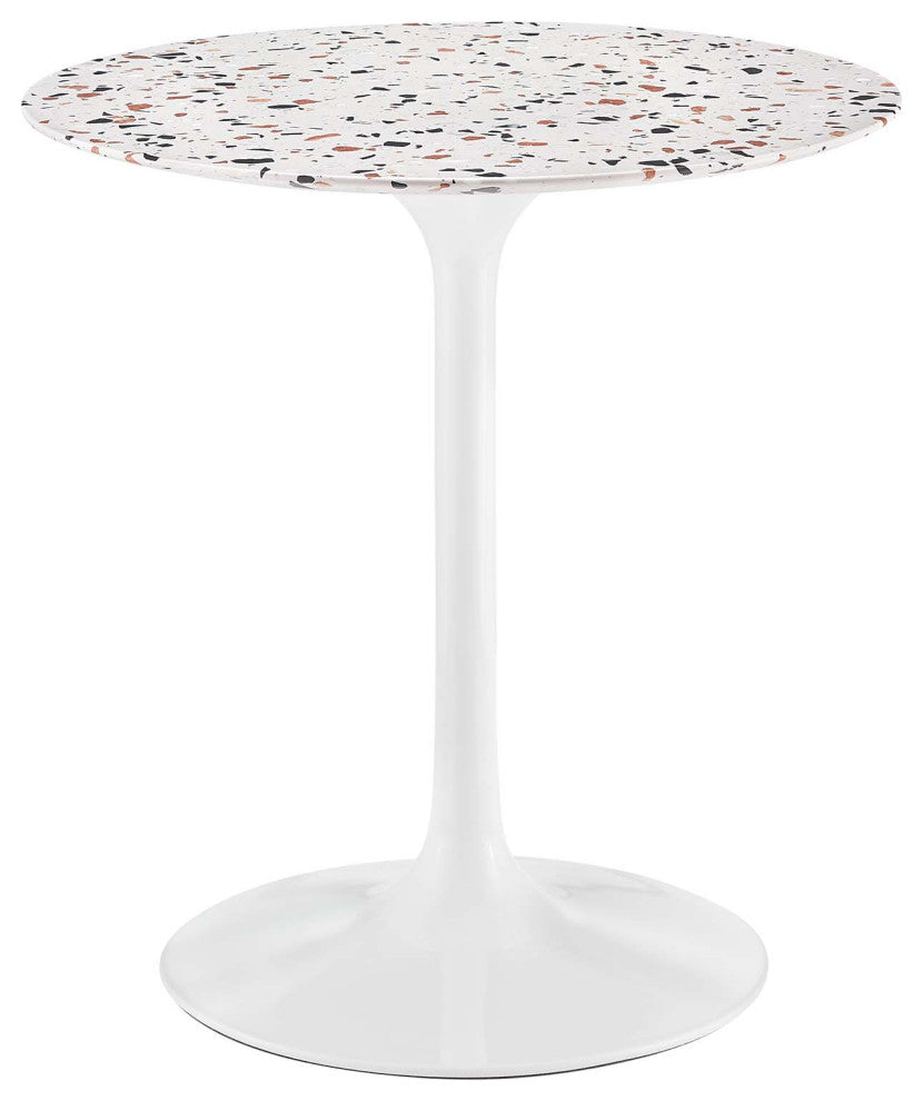 Lippa 28" Round Terrazzo Dining Table, White White