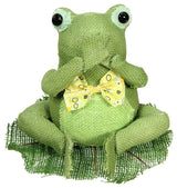 7.5" Green Yellow and White Decorative Sitting Frog Spring Table Top Decoration