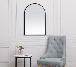 Metal Frame Arch Mirror 24X36 Inch, Black