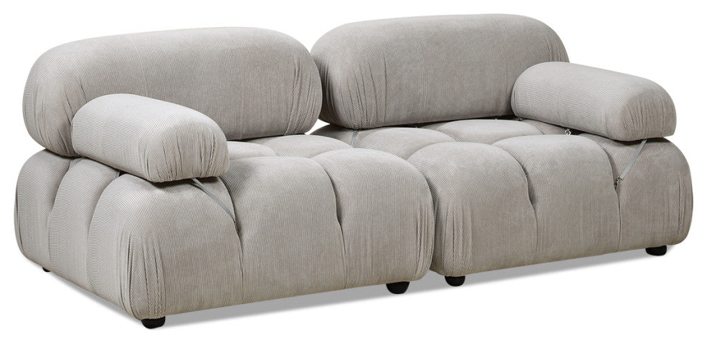 Marcel 72.5" Post-Modern Modular Loveseat, Pebble Gray Corduroy