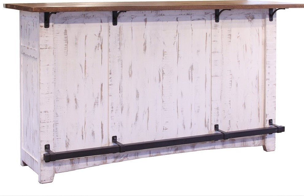 Greenview 76" White Bar With Wine Rack 2 Drawers Barn Doors and Shelves